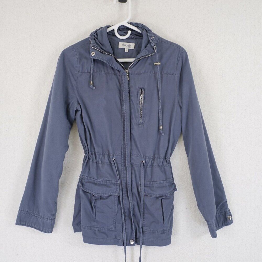 Charlotte Russe Small Blue Full Zip Lined Jacket‎ Cotton Outer Polyester Lining